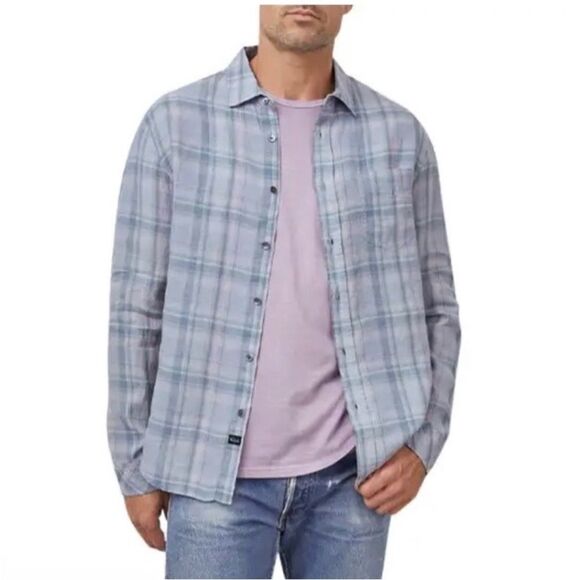 NWT Rails Havana Plaid Denim Sport Linen Shirt in Cerulean Jewel $148 - Picture 1 of 5